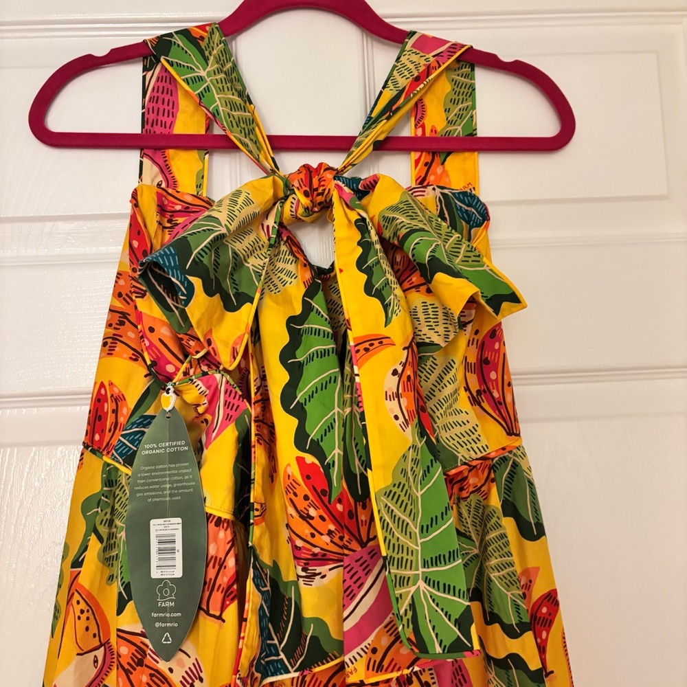 NWT Farm Rio Yellow Beaks and Bananas Maxi Dress Size Medium - Picture 7 of 9